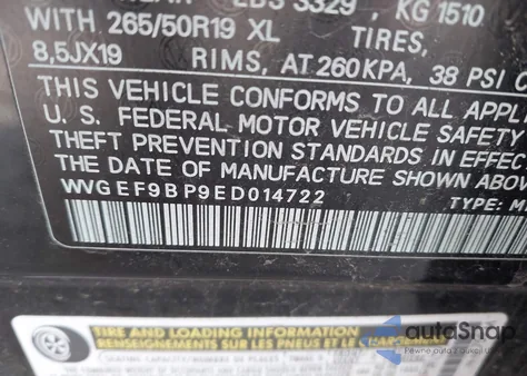 2014 Volkswagen Touareg 3.6L Lux z USA, uszkodzony, nr VIN WVGEF9BP9ED014722